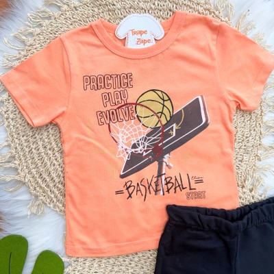 Conj. Camiseta Practice Play Evolve e Bermuda - Laranja e Preto